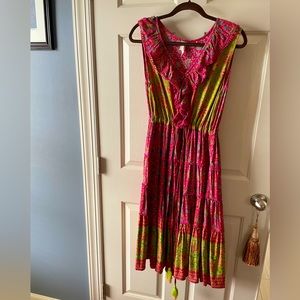 Raga soft cotton tiered midi dress.